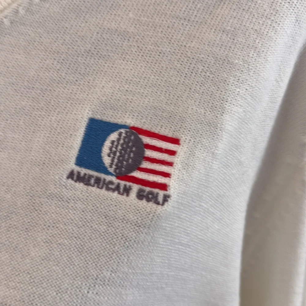 Vintage 80s La Mode American Golf Cream V-neck Cashmerlon Acrylic Sweater